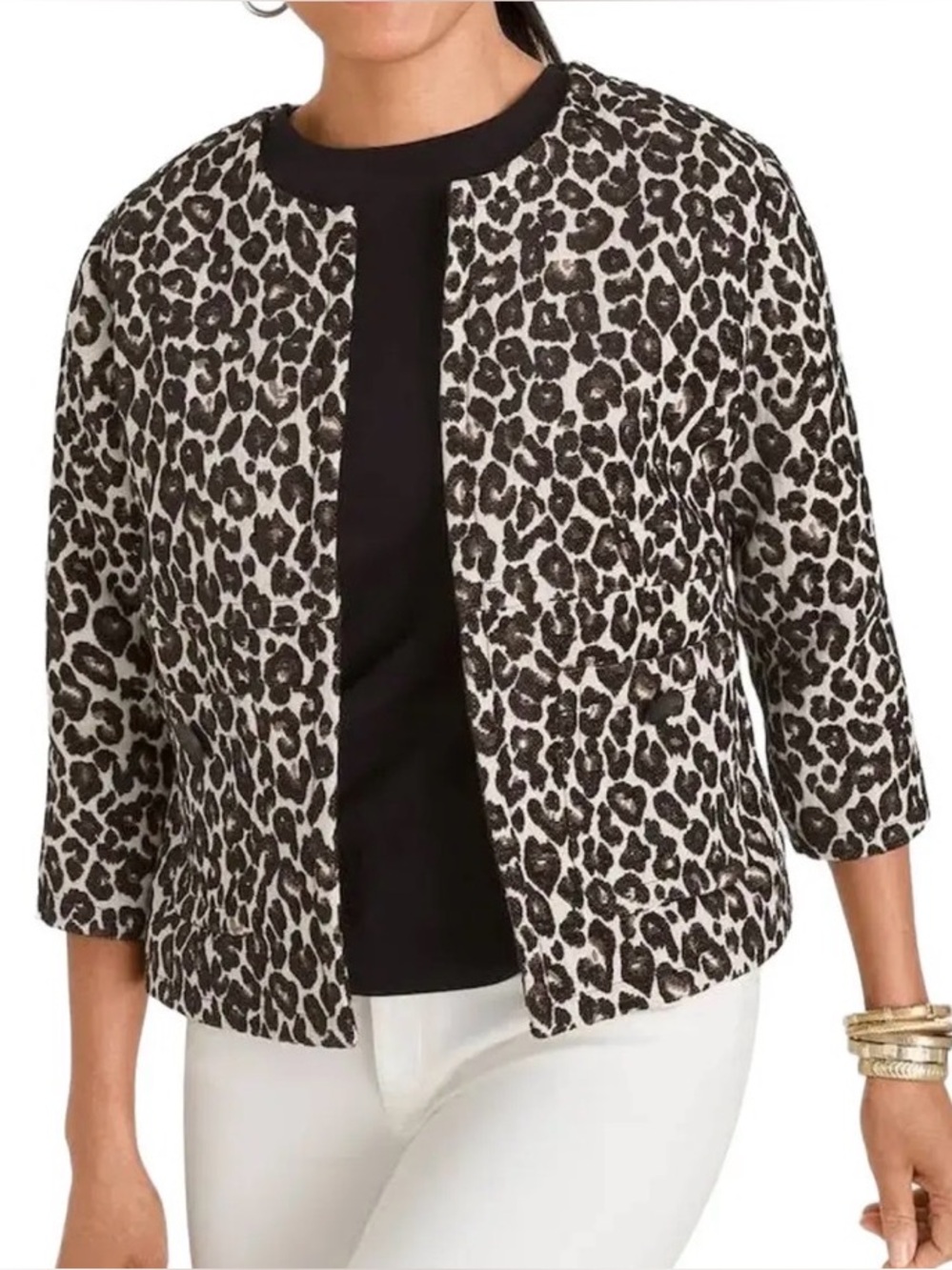 Chico’s Jacquard Animal Print Jacket, size large (Chico’s size 2)